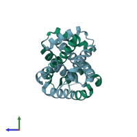 PDB entry 3hse coloured by chain, side view.