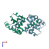 PDB entry 3hse coloured by chain, top view.