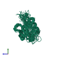 PDB entry 3hsf coloured by chain, ensemble of 30 models, side view.