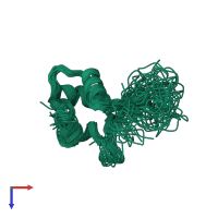 PDB entry 3hsf coloured by chain, ensemble of 30 models, top view.