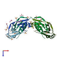 PDB entry 3hsh coloured by chain, top view.