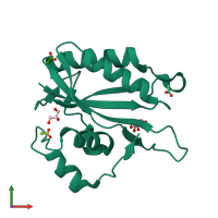 PDB entry 3hsj coloured by chain, front view.