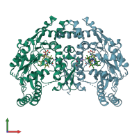 PDB entry 3hso coloured by chain, front view.