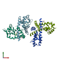 PDB entry 3hsr coloured by chain, front view.