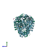 PDB entry 3hss coloured by chain, side view.