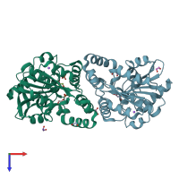 PDB entry 3hss coloured by chain, top view.