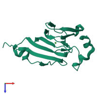 PDB entry 3ht1 coloured by chain, top view.