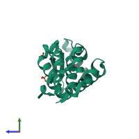 PDB entry 3ht8 coloured by chain, side view.