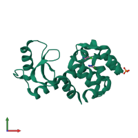 PDB entry 3htf coloured by chain, front view.