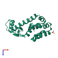 PDB entry 3htf coloured by chain, top view.