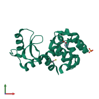 PDB entry 3htg coloured by chain, front view.