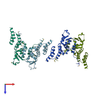 PDB entry 3htm coloured by chain, top view.