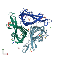 PDB entry 3htn coloured by chain, front view.