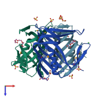 PDB entry 3htn coloured by chain, top view.
