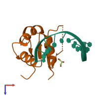 PDB entry 3hts coloured by chain, top view.