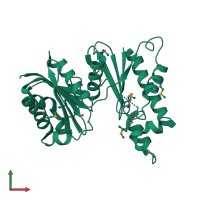 PDB entry 3htv coloured by chain, front view.