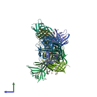 PDB entry 3hty coloured by chain, side view.