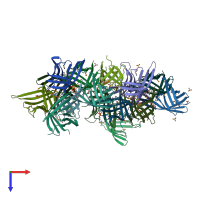 PDB entry 3hty coloured by chain, top view.