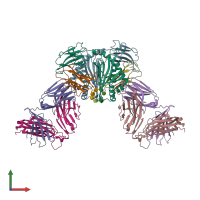 PDB entry 3huj coloured by chain, front view.