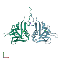 PDB entry 3hup coloured by chain, front view.