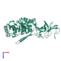 PDB entry 3hur coloured by chain, top view.