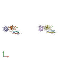 PDB entry 3hus coloured by chain, front view.