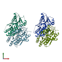 PDB entry 3huu coloured by chain, front view.