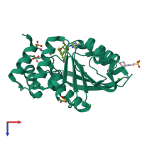 PDB entry 3hvh coloured by chain, top view.