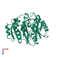 PDB entry 3hvm coloured by chain, top view.