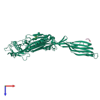 PDB entry 3hvn coloured by chain, top view.