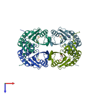PDB entry 3hvu coloured by chain, top view.