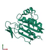 PDB entry 3hvv coloured by chain, front view.