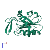 PDB entry 3hvv coloured by chain, top view.