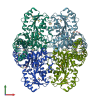 PDB entry 3hvy coloured by chain, front view.