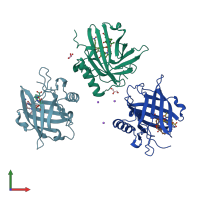 PDB entry 3hwe coloured by chain, front view.