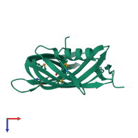 PDB entry 3hwu coloured by chain, top view.