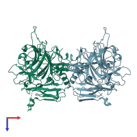 PDB entry 3hx6 coloured by chain, top view.