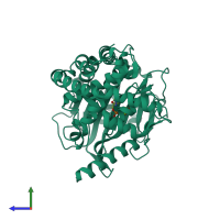PDB entry 3hxx coloured by chain, side view.