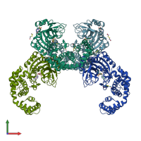 PDB entry 3hxz coloured by chain, front view.