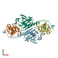 PDB entry 3hy2 coloured by chain, front view.