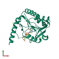 PDB entry 3hy4 coloured by chain, front view.