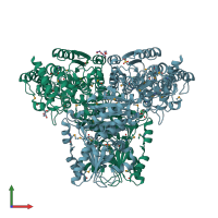 PDB entry 3hyl coloured by chain, front view.