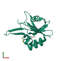PDB entry 3hyq coloured by chain, front view.