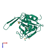 PDB entry 3hyq coloured by chain, top view.