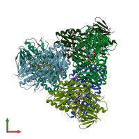 PDB entry 3hyw coloured by chain, front view.