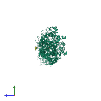 PDB entry 3hz3 coloured by chain, side view.