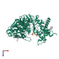PDB entry 3hz6 coloured by chain, top view.