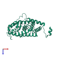 Thyroid hormone receptor alpha in PDB entry 3hzf, assembly 1, top view.