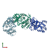 PDB entry 3hzj coloured by chain, front view.