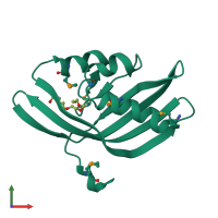 PDB entry 3hzp coloured by chain, front view.